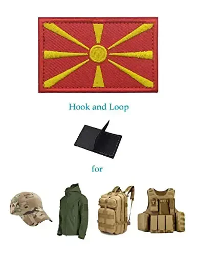 2 PCS AliPlus North Macedonia Flag Patches Embroidered Tactical Military Patch Morale Patch Applique Fastener Hook and Loop - 4