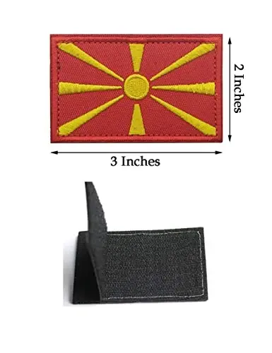 2 PCS AliPlus North Macedonia Flag Patches Embroidered Tactical Military Patch Morale Patch Applique Fastener Hook and Loop - ALIPLUS (1)