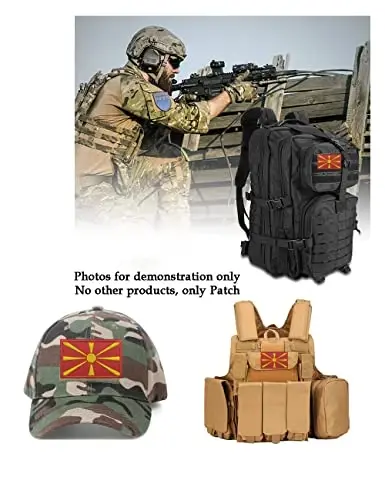 2 PCS AliPlus North Macedonia Flag Patches Embroidered Tactical Military Patch Morale Patch Applique Fastener Hook and Loop - 3