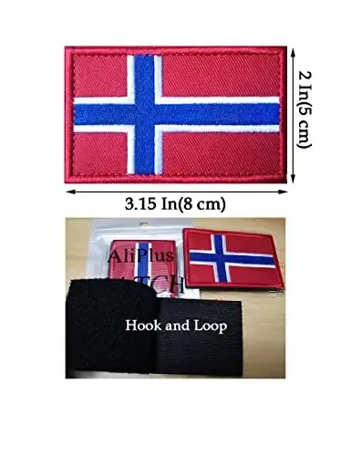 2 PCS AliPlus Norway Flag Patches Embroidered Tactical Military Morale Patch Applique Fastener Hook and Loop - 3