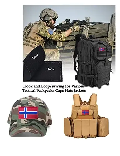 2 PCS AliPlus Norway Flag Patches Embroidered Tactical Military Morale Patch Applique Fastener Hook and Loop - 4