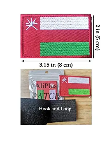 2 PCS AliPlus Oman Flag Patches Embroidered Tactical Military Morale Patch Applique Fastener Hook and Loop - 3
