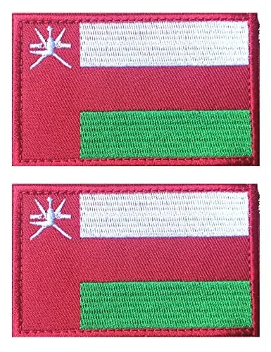 2 PCS AliPlus Oman Flag Patches Embroidered Tactical Military Morale Patch Applique Fastener Hook and Loop - ALIPLUS