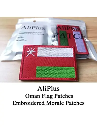 2 PCS AliPlus Oman Flag Patches Embroidered Tactical Military Morale Patch Applique Fastener Hook and Loop - 2
