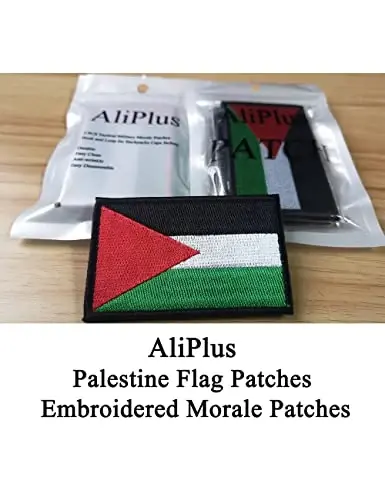 2 PCS AliPlus Palestine Flag Patches Embroidered Tactical Military Morale Patch Applique Fastener Hook and Loop - 2