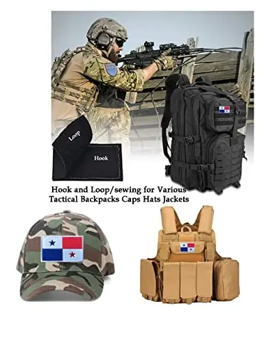 2 PCS AliPlus Panama Flag Patches Embroidered Tactical Military Morale Patch Applique Fastener Hook and Loop - 4