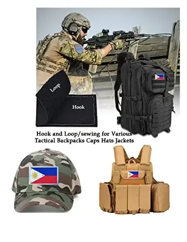 2 PCS AliPlus Philippines Flag Patches Embroidered Tactical Military Morale Patch Applique Fastener Hook and Loop - 4