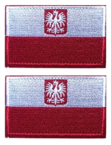 2 PCS AliPlus Poland Emblem Flag Patches Kashtado'z qilingan taktik harbiy axloq yamoqlari Applique Fastener Hook and Loop (Burgut) 