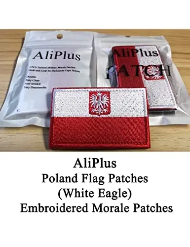 2 PCS AliPlus Poland Emblem Flag Patches Kashtado'z qilingan taktik harbiy axloq yamoqlari Applique Fastener Hook and Loop (Burgut) - ALIPLUS (1)