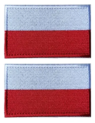 2 PCS AliPlus Poland Flag Patches Indonesia Monaco Flag Patch Embroidered Morale Patch Hook and Loop 