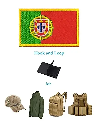 2 PCS AliPlus Portugal bayrog'i naqshlari Kashtado'zlik taktik harbiy axloq naqshlari Applique mahkamlagich ilgak va halqa - 5