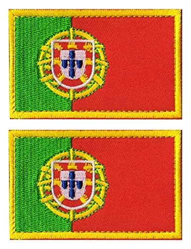 2 PCS AliPlus Portuguese Flag Patches Embroidered Tactical Military Morale Patch Applique Fastener Hook and Loop 