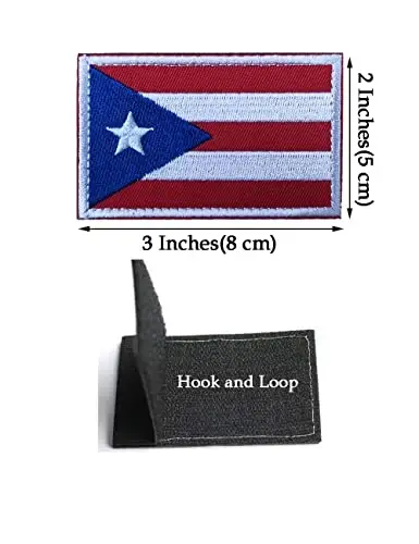 2 PCS AliPlus Puerto Rico Flag Patches Embroidered Tactical Military Morale Patch Applique Fastener Hook and Loop - 3