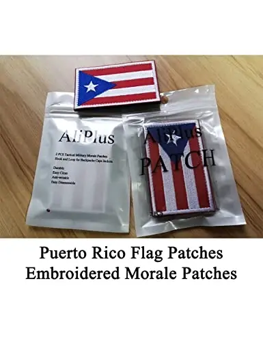 2 PCS AliPlus Puerto Rico Flag Patches Embroidered Tactical Military Morale Patch Applique Fastener Hook and Loop - 5