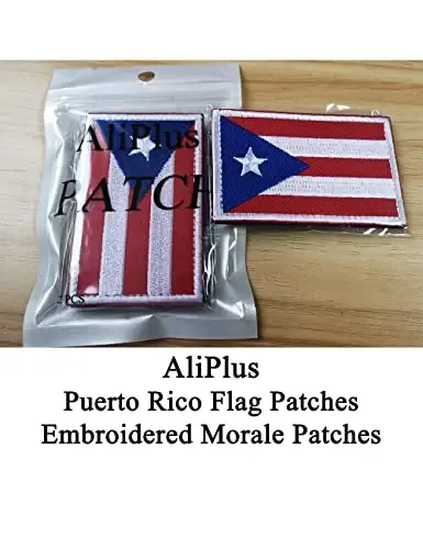 2 PCS AliPlus Puerto Rico Flag Patches Embroidered Tactical Military Morale Patch Applique Fastener Hook and Loop - 2