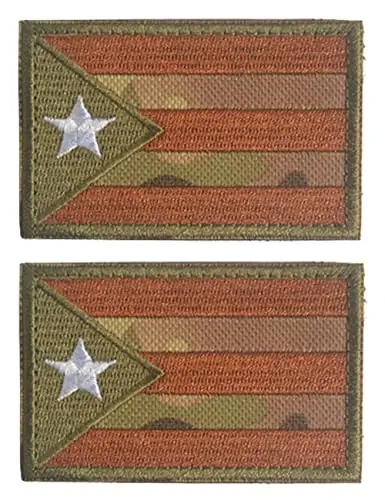 2 PCS AliPlus Puerto Rico Flag Patches Embroidered Tactical Military Morale Patch Applique Fastener Hook and Loop(CP) - ALIPLUS