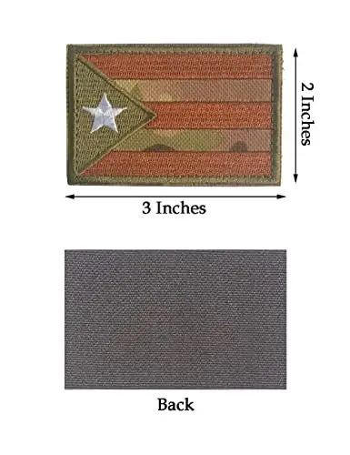 2 PCS AliPlus Puerto Rico Flag Patches Embroidered Tactical Military Morale Patch Applique Fastener Hook and Loop(CP) - 2