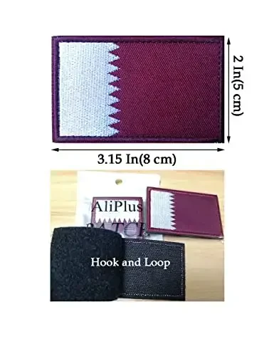 2 PCS AliPlus Qatar Flag Patches Embroidered Tactical Military Morale Patch Applique Fastener Hook and Loop - 3