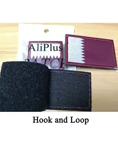 2 PCS AliPlus Qatar Flag Patches Embroidered Tactical Military Morale Patch Applique Fastener Hook and Loop - 5