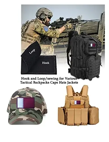 2 PCS AliPlus Qatar Flag Patches Embroidered Tactical Military Morale Patch Applique Fastener Hook and Loop - 4