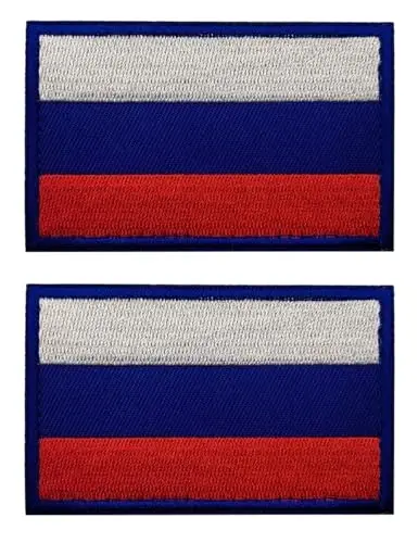 2 PCS AliPlus Russia Flag Patches Embroidered Tactical Military Morale Patch Applique Fastener Hook and Loop 