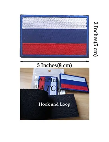 2 PCS AliPlus Russia Flag Patches Kashtado'z qilingan taktik harbiy axloqiy yamoq Applique Fastener Hook and Loop - 3