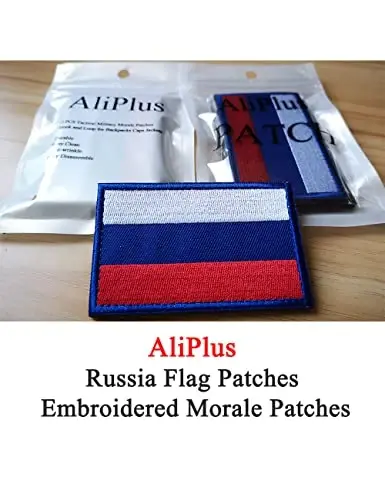 2 PCS AliPlus Russia Flag Patches Kashtado'z qilingan taktik harbiy axloqiy yamoq Applique Fastener Hook and Loop - 2
