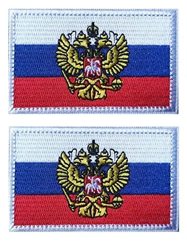 2 PCS AliPlus Russian Flag Emblem Patches Russia Patch Embroidered Morale Patch Applique Fastener Hook and Loop(Emblem) - 1