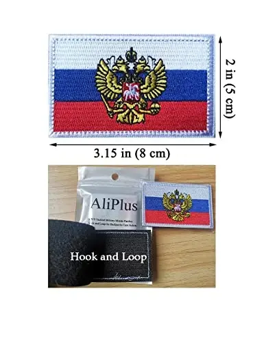 2 PCS AliPlus Russian Flag Emblem Patches Russia Patch Embroidered Morale Patch Applique Fastener Hook and Loop(Emblem) - 3