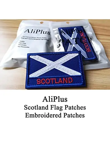 2 PCS AliPlus Scotland Flag Patches Embroidered Tactical Military Morale Patch Applique Fastener Hook and Loop - 2