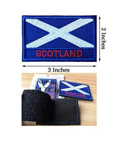 2 PCS AliPlus Scotland Flag Patches Kashtado'z qilingan taktik harbiy axloqiy yamoq Applique Fastener Hook and Loop - 3