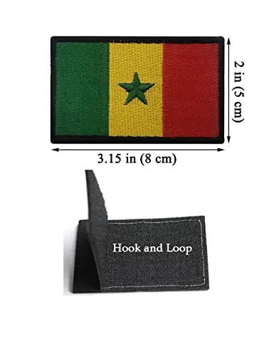 2 PCS AliPlus Senegal Flag Patches Embroidered Tactical Military Morale Patch Applique Fastener Hook and Loop - 2