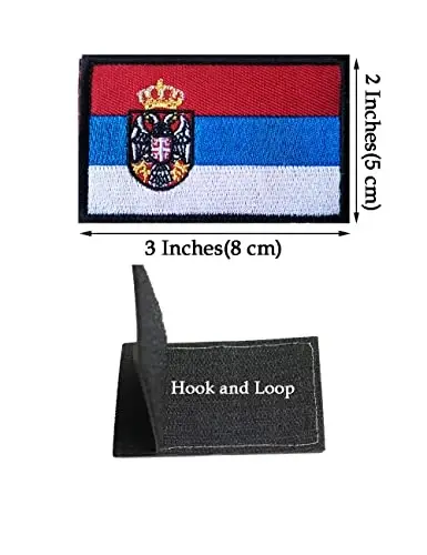 2 PCS AliPlus Serbia Flag Patches kashtalangan taktik harbiy axloqiy yamoq Applique mahkamlagich ilgak va halqa - 3