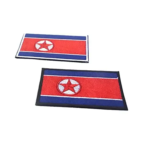 2 PCS AliPlus Shimoliy Kore bayrog'i kashtasi taktik harbiy axloq yamog'i Applique Fastener Hook and Loop(Qora chegara) - 6