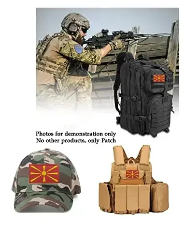 2 PCS AliPlus Shimoliy Makedoniya bayrog'i yamalari kashtachilik taktik harbiy yamoq axloqiy yamoq applique mahkamlagich ilgak va halqa - 3