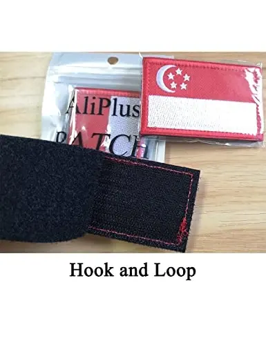 2 PCS AliPlus Singapore Flag Patches Embroidered Tactical Military Morale Patch Applique Fastener Hook and Loop - 5