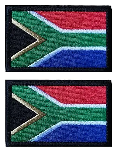 2 PCS AliPlus South Africa Flag Patches Embroidered Tactical Military Morale Patch Applique Fastener Hook and Loop 