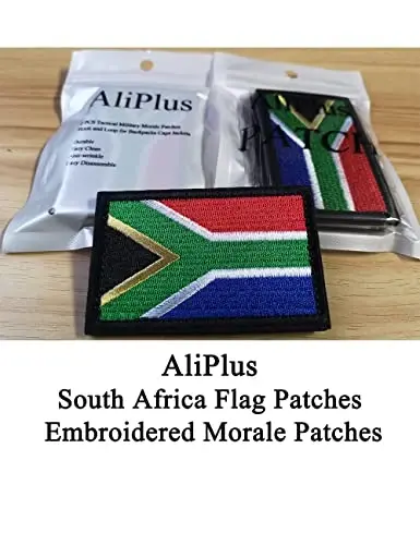 2 PCS AliPlus South Africa Flag Patches Embroidered Tactical Military Morale Patch Applique Fastener Hook and Loop - ALIPLUS (1)