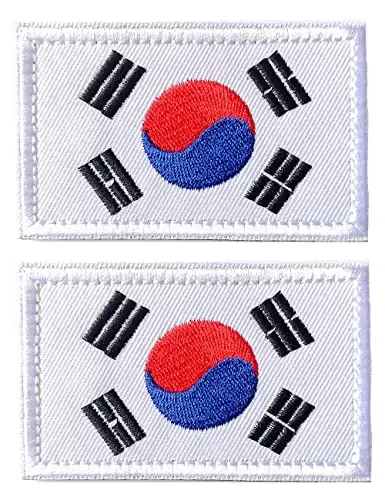 2 PCS AliPlus South Korea Flag Patches Embroidered Tactical Military Morale Patch Applique Fastener Hook and Loop - ALIPLUS