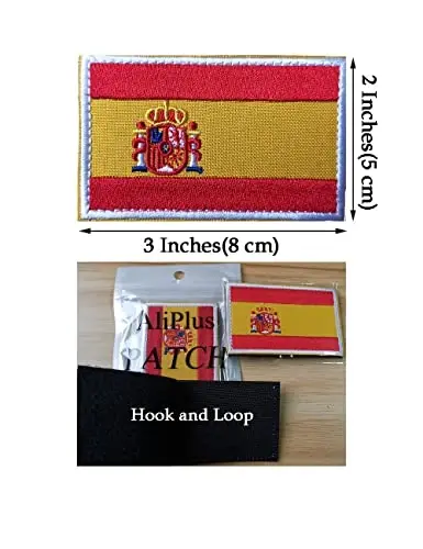 2 PCS AliPlus Spain Flag Patches Embroidered Tactical Military Morale Patch Applique Fastener Hook and Loop - 3