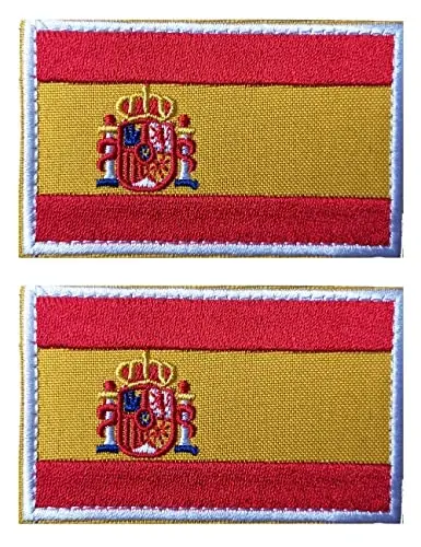 2 PCS AliPlus Spain Flag Patches Embroidered Tactical Military Morale Patch Applique Fastener Hook and Loop 