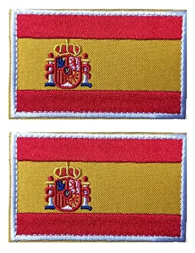 2 PCS AliPlus Spain Flag Patches Kashtado'z qilingan taktik harbiy axloqiy yamoq Applique Fastener Hook and Loop 