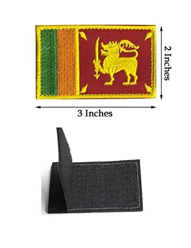 2 PCS AliPlus Sri Lanka Flag Patches Embroidered Tactical Military Morale Patch Applique Fastener Hook and Loop - ALIPLUS (1)