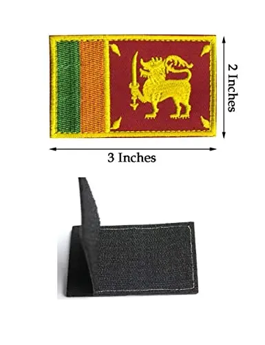 2 PCS AliPlus Sri Lanka Flag Patches Embroidered Tactical Military Morale Patch Applique Fastener Hook and Loop - 2