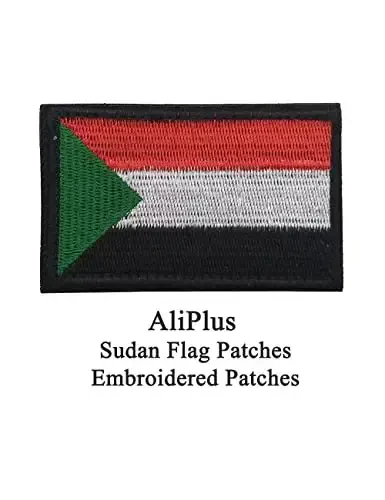 2 PCS AliPlus Sudan Flag Patches Embroidered Tactical Military Morale Patch Applique Fastener Hook and Loop - 2