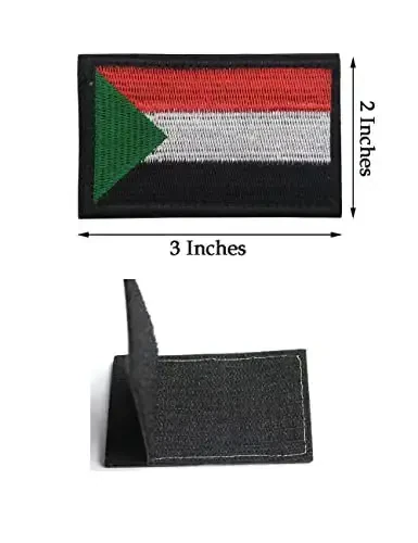 2 PCS AliPlus Sudan Flag Patches Embroidered Tactical Military Morale Patch Applique Fastener Hook and Loop - 3