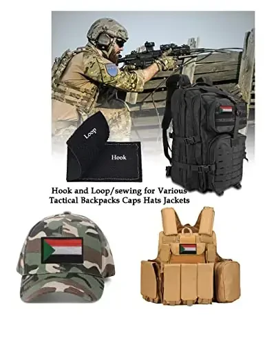 2 PCS AliPlus Sudan Flag Patches Embroidered Tactical Military Morale Patch Applique Fastener Hook and Loop - 4