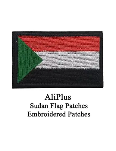 2 PCS AliPlus Sudan Flag Patches Embroidered Tactical Military Morale Patch Applique Fastener Hook and Loop - ALIPLUS (1)