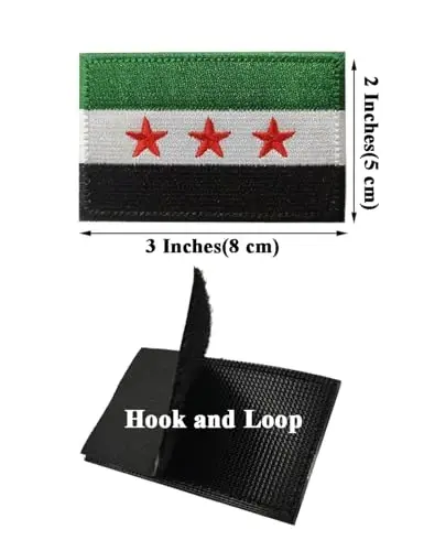 2 PCS AliPlus Suriya bayrog'i yamalari kashtachilik taktik harbiy axloq yorlig'i Applique mahkamlagich ilgak va halqa (Suriya yangi bayrog'i) - 2