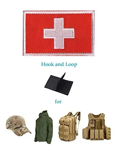 2 PCS AliPlus Swiss Flag Patches Embroidered Tactical Military Morale Patch Applique Fastener Hook and Loop - 5